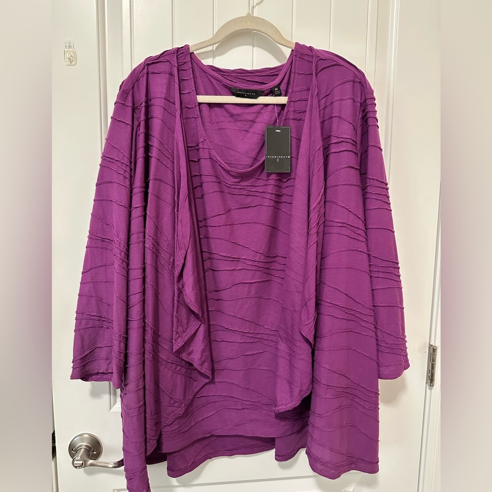 Investments II Purple Women's Cardigan and Tank Set